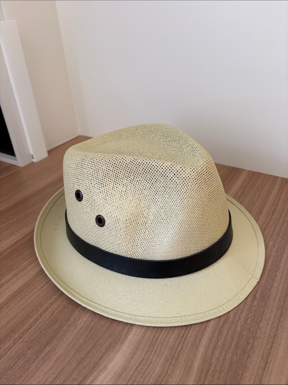 Classic Straw Fedora with Black Band